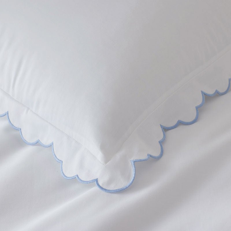 Embroidered Scallop Classic Smooth Sateen Solid Sham