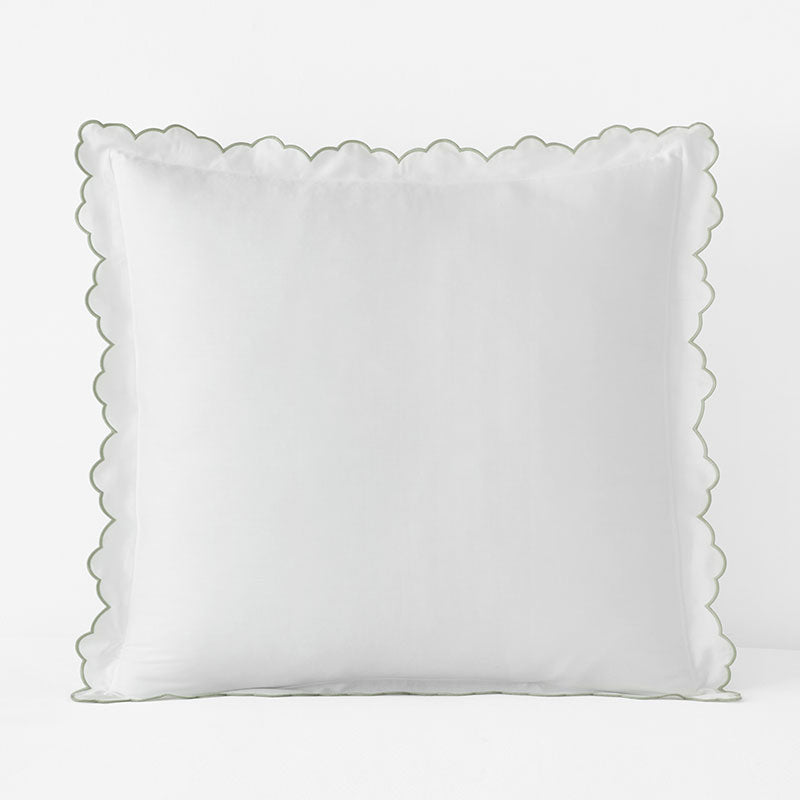 Embroidered Scallop Classic Smooth Sateen Solid Sham