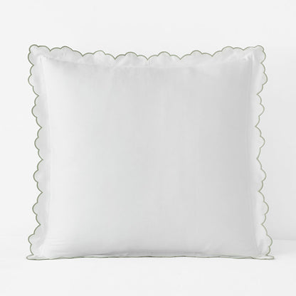 Embroidered Scallop Classic Smooth Sateen Solid Sham