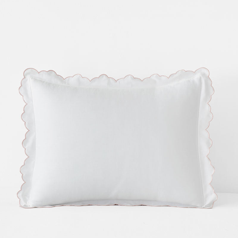 Embroidered Scallop Classic Smooth Sateen Solid Sham
