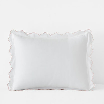Embroidered Scallop Classic Smooth Sateen Solid Sham