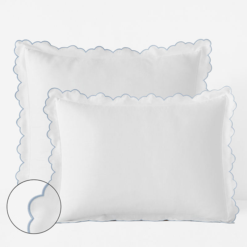 Embroidered Scallop Classic Smooth Sateen Solid Sham