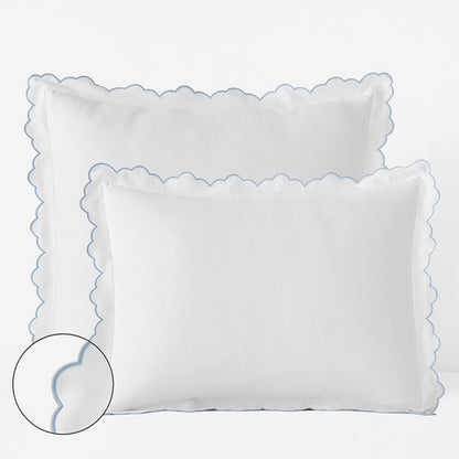 Embroidered Scallop Classic Smooth Sateen Solid Sham