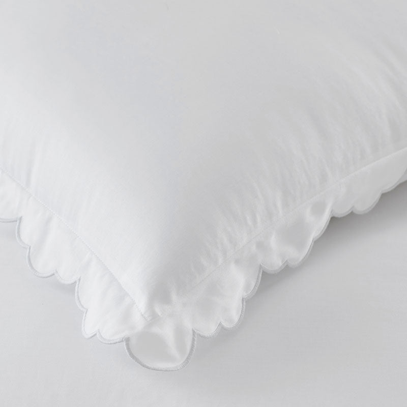 Embroidered Scallop Classic Smooth Sateen Solid Sham