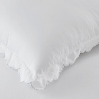 Embroidered Scallop Classic Smooth Sateen Solid Sham