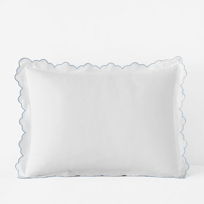 Embroidered Scallop Classic Smooth Sateen Solid Sham