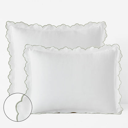 Embroidered Scallop Classic Smooth Sateen Solid Sham