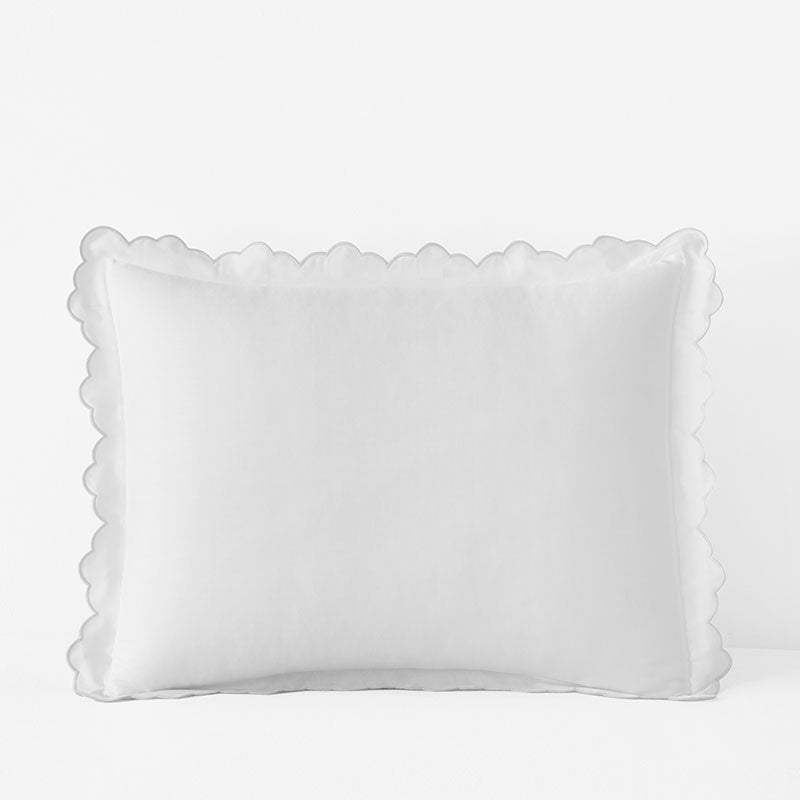 Embroidered Scallop Classic Smooth Sateen Solid Sham
