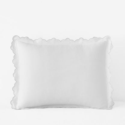 Embroidered Scallop Classic Smooth Sateen Solid Sham