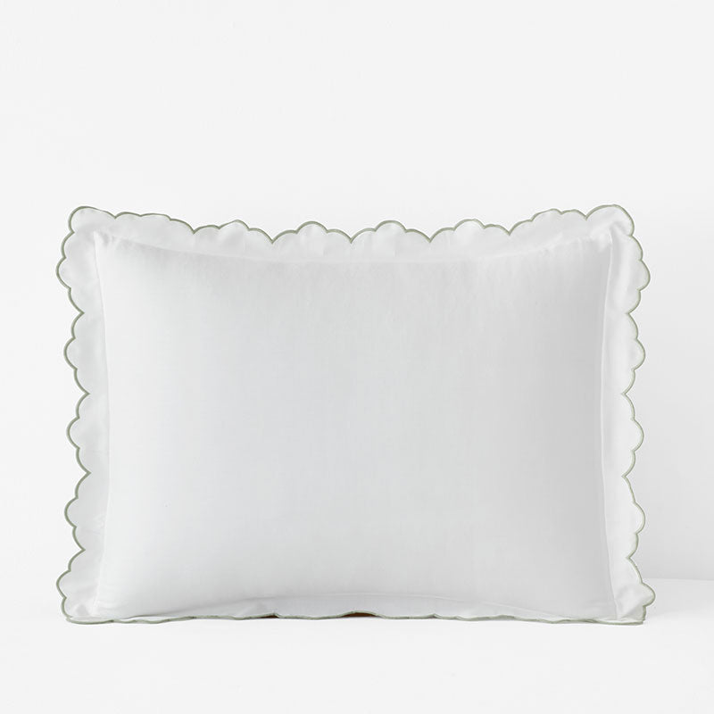 Embroidered Scallop Classic Smooth Sateen Solid Sham