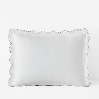 Embroidered Scallop Classic Smooth Sateen Solid Sham