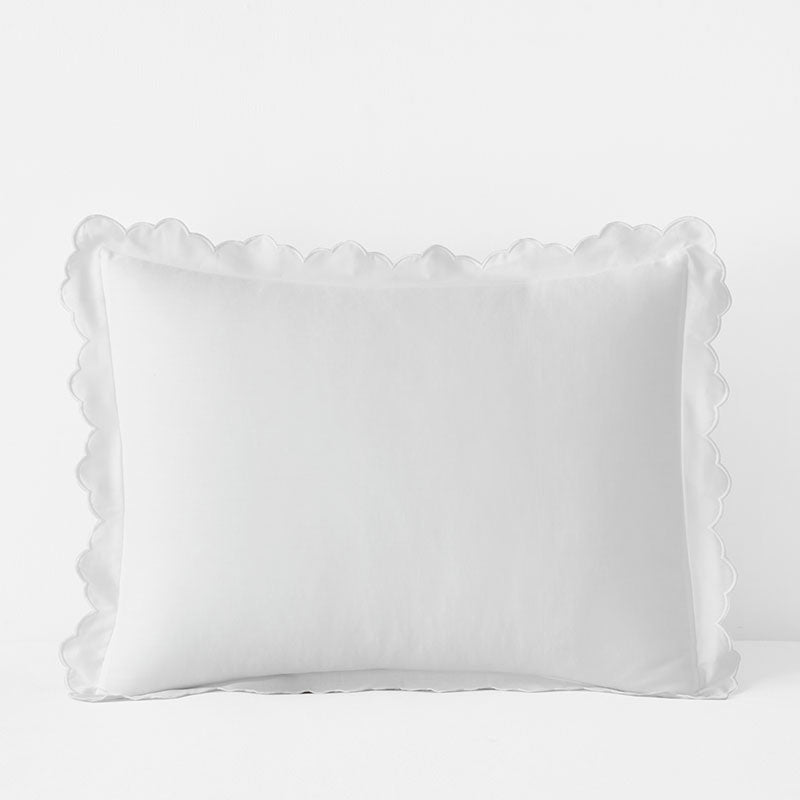 Embroidered Scallop Classic Smooth Sateen Solid Sham