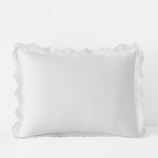 Embroidered Scallop Classic Smooth Sateen Solid Sham
