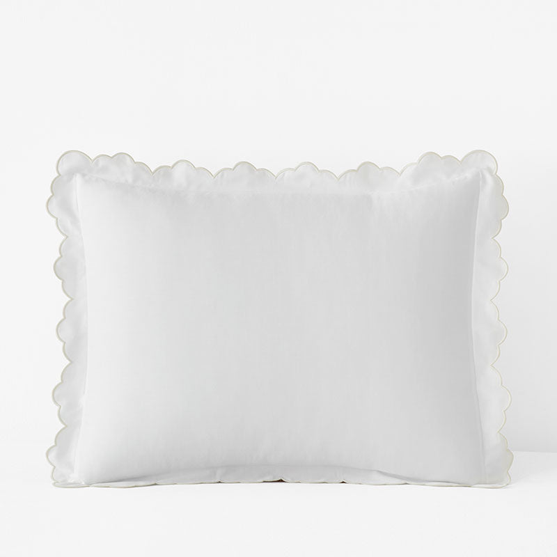 Embroidered Scallop Classic Smooth Sateen Solid Sham