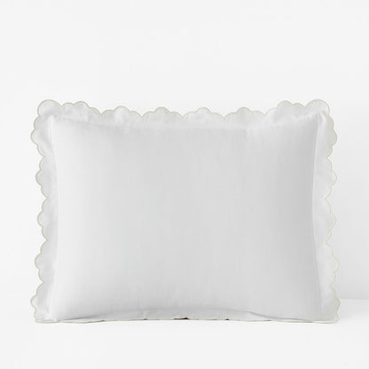 Embroidered Scallop Classic Smooth Sateen Solid Sham