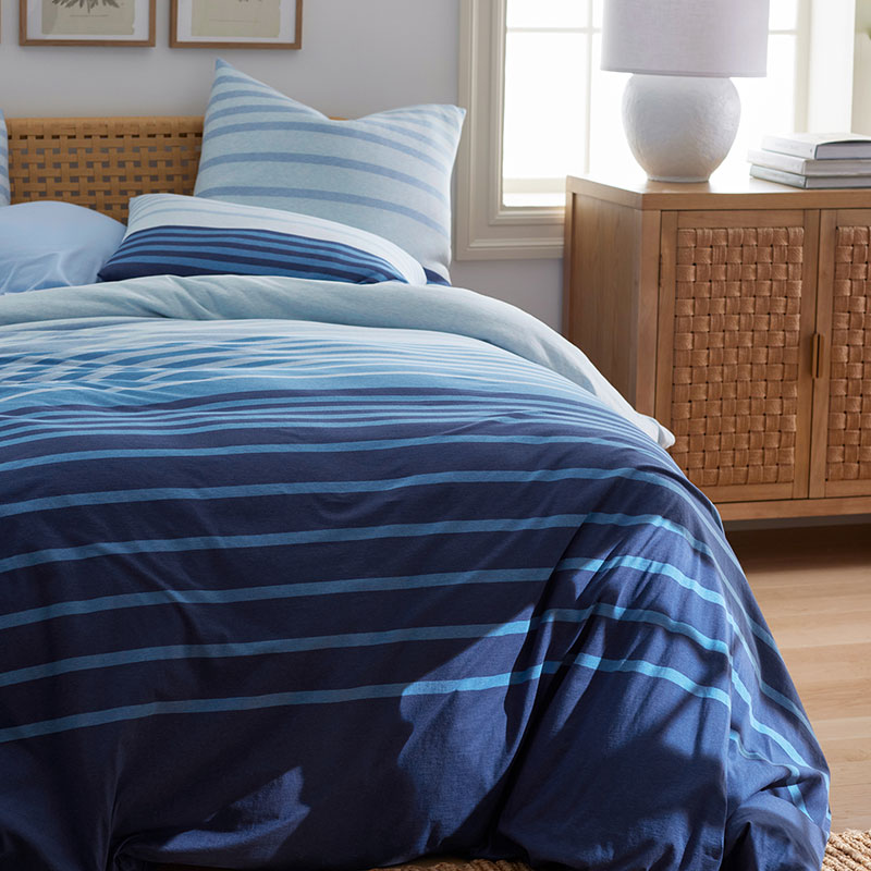 T-Shirt Soft Jersey Knit Stripe Yarn-Dyed Duvet Cover Set