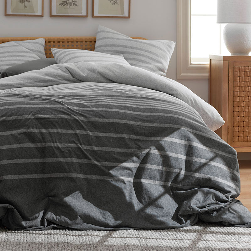 T-Shirt Soft Jersey Knit Stripe Yarn-Dyed Duvet Cover Set