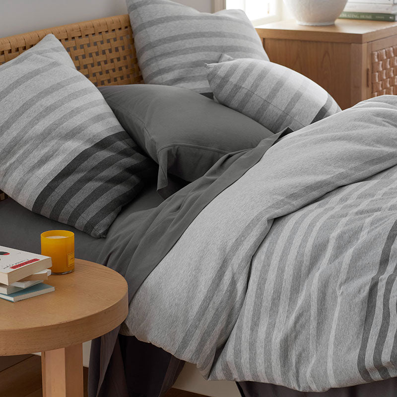 T-Shirt Soft Jersey Knit Stripe Yarn-Dyed Comforter Set