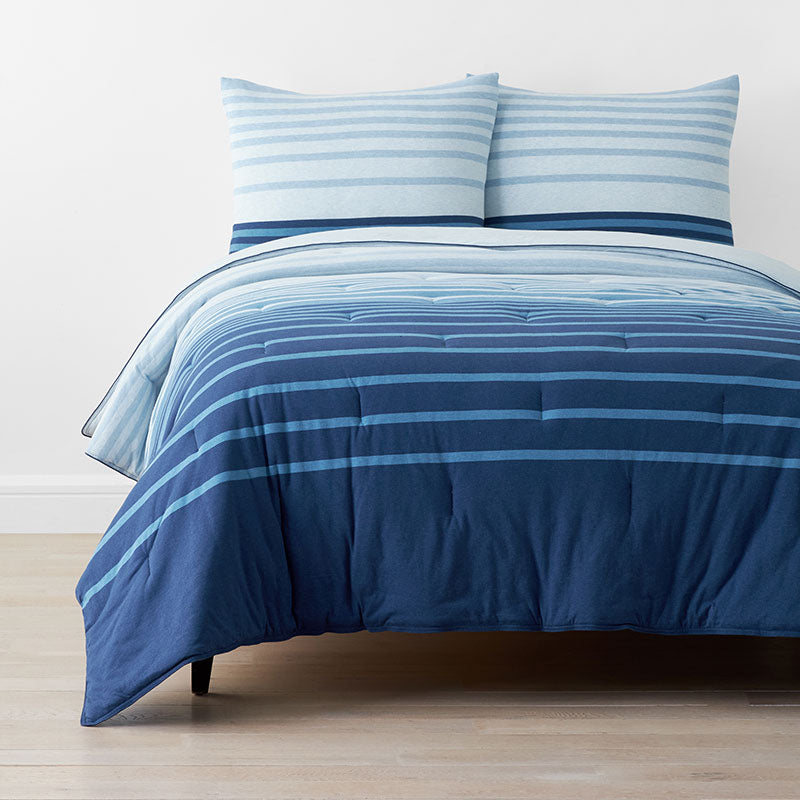 T-Shirt Soft Jersey Knit Stripe Yarn-Dyed Comforter Set