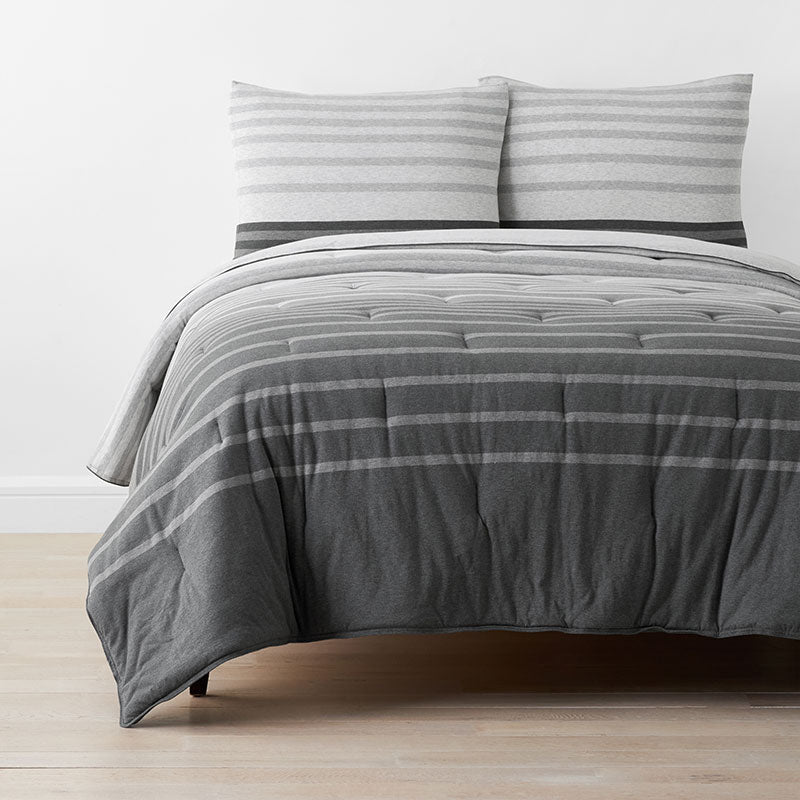 T-Shirt Soft Jersey Knit Stripe Yarn-Dyed Comforter Set