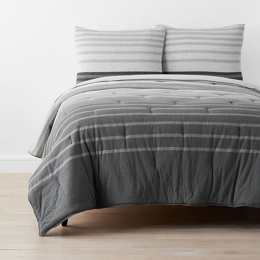 T-Shirt Soft Jersey Knit Stripe Yarn-Dyed Comforter Set