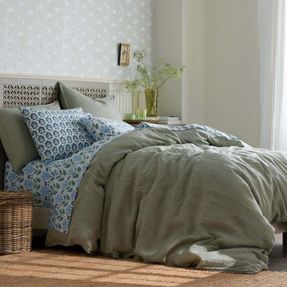 Premium Breathable Washed Linen Solid Fitted Bed Sheet