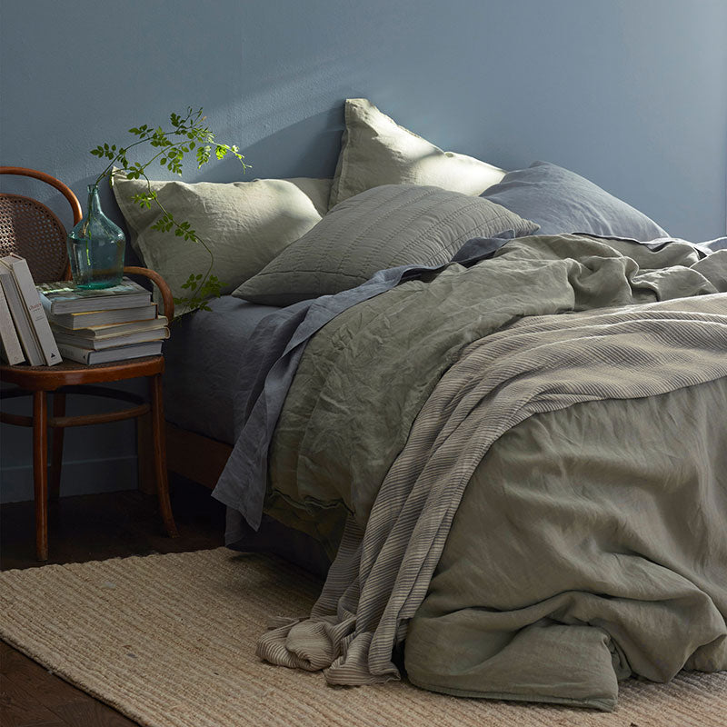 Premium Breathable Washed Linen Solid Fitted Bed Sheet