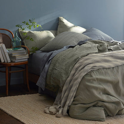 Premium Breathable Washed Linen Solid Fitted Bed Sheet