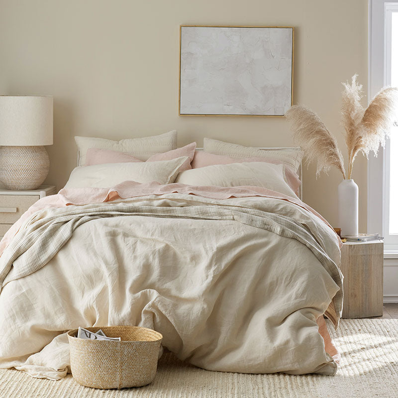Premium Breathable Washed Linen Solid Flat Bed Sheet