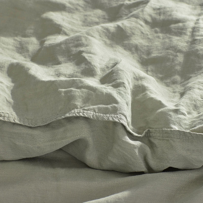 Premium Breathable Washed Linen Solid Fitted Bed Sheet