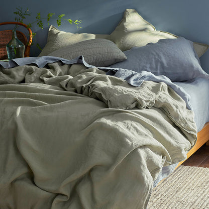 Premium Breathable Washed Linen Solid Flat Bed Sheet