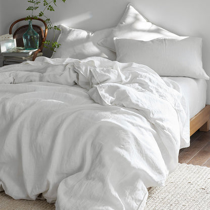 Premium Breathable Washed Linen Solid Fitted Bed Sheet