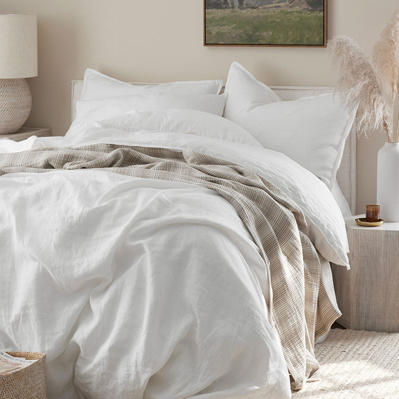 Premium Breathable Washed Linen Solid Fitted Bed Sheet