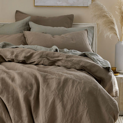 Premium Breathable Washed Linen Solid Duvet Cover