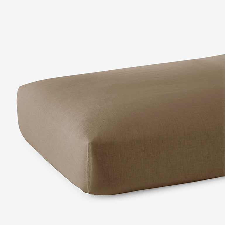 Premium Breathable Washed Linen Solid Fitted Bed Sheet