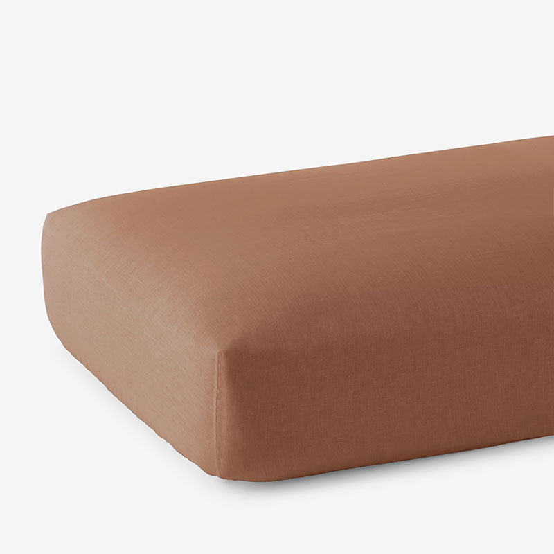 Premium Breathable Washed Linen Solid Fitted Bed Sheet