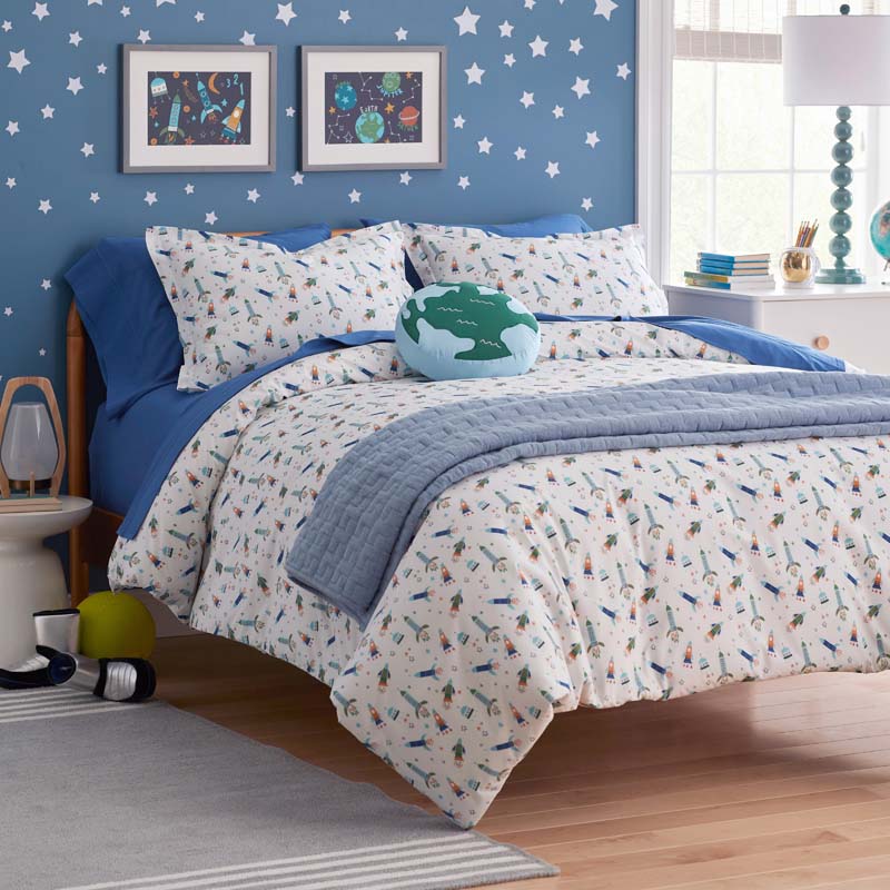 Space Adventure Classic Cool Organic Cotton Percale Bed Sheet Set