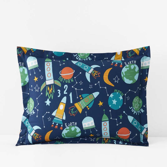 Planets and Rockets Classic Cool Organic Cotton Percale Sham