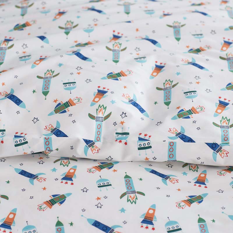 Space Adventure Classic Cool Organic Cotton Percale Bed Sheet Set