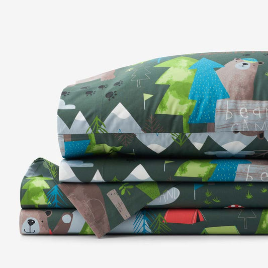 Bear Camp Classic Cool Organic Cotton Percale Bed Sheet Set