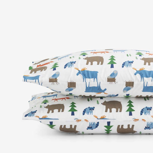Forest Friends Classic Cool Organic Cotton Percale Pillowcase Set