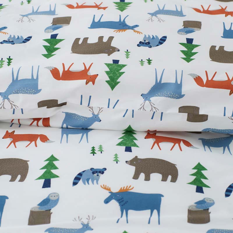 Forest Friends Classic Cool Organic Cotton Percale Duvet Cover Set