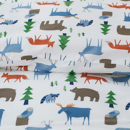 Forest Friends Classic Cool Organic Cotton Percale Duvet Cover Set