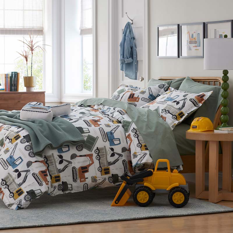 Construction Builders Classic Cool Organic Cotton Percale Bed Sheet Set