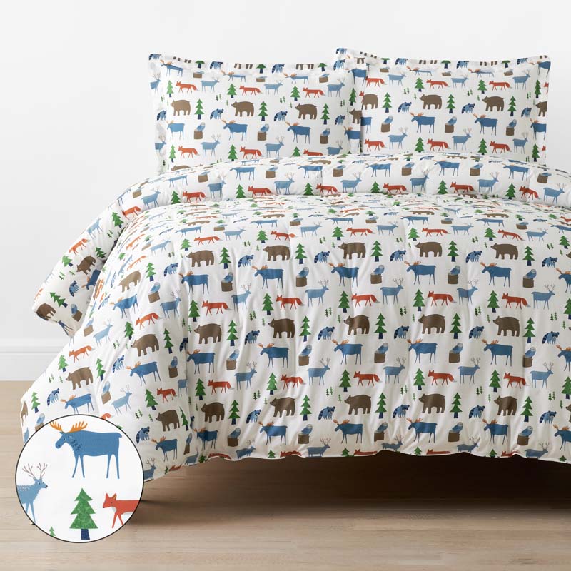 Forest Friends Classic Cool Organic Cotton Percale Comforter Set