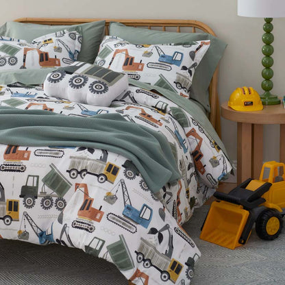 Construction Builders Classic Cool Organic Cotton Percale Duvet Cover Set
