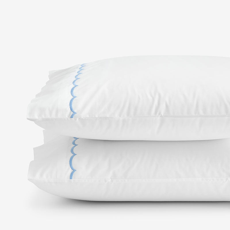 Embroidered Scallop Classic Cool Cotton Percale Pillowcase Set