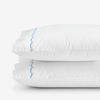 Embroidered Scallop Classic Cool Cotton Percale Pillowcase Set