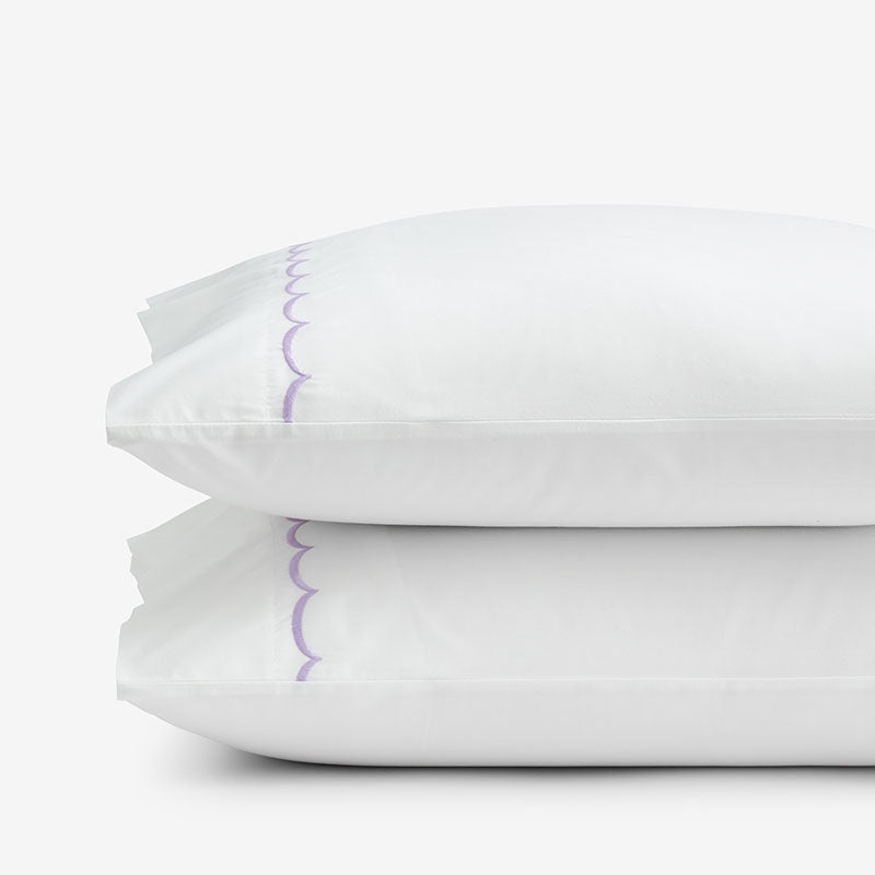 Embroidered Scallop Classic Cool Cotton Percale Pillowcase Set