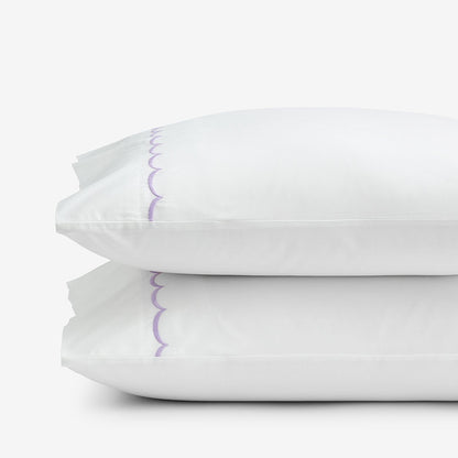 Embroidered Scallop Classic Cool Cotton Percale Pillowcase Set